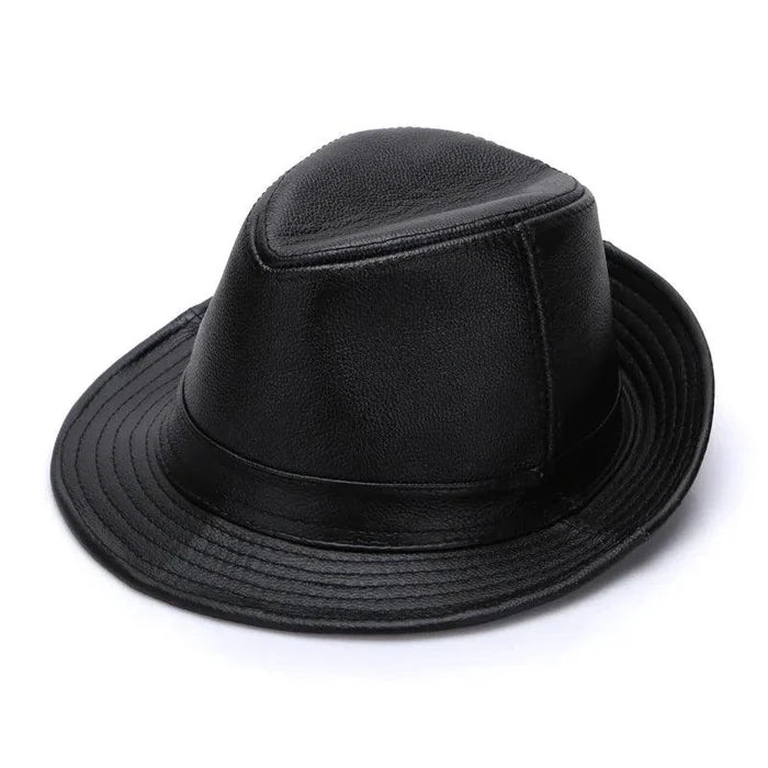 Mandotos brown leather cap made from premium cowhide in XL to XXXL size, featuring a classic design and durable craftsmanship.