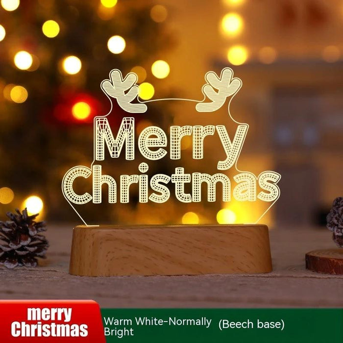 Merry Christmas Wood Grain / Warm White