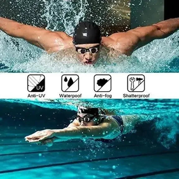 Mandotos ClearView HD swim goggles with clear lenses, adjustable straps, and a comfortable fit for swimming and water sports.