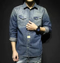 Mandotos denim long sleeve shirt in classic casual style, durable denim fabric, suitable for everyday wear in all seasons.