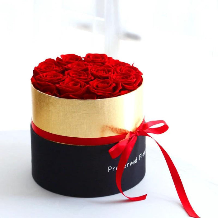 Mandotos preserved real roses in a box set, perfect romantic gift for Valentine's Day, showcasing elegant, timeless floral arrangement.