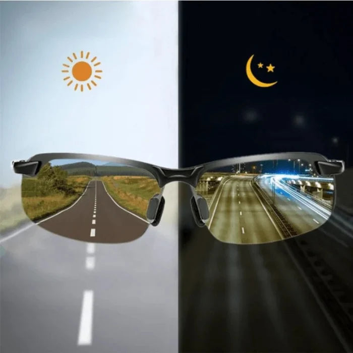 Men's black metal framed sunglasses with TAC lenses, ideal for day and night driving and stylish daily leisure wear.