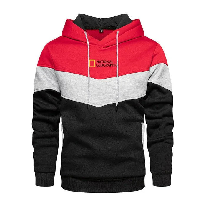 Men's casual sports panel hooded pullover sweatshirt by MANDOTOS, featuring a comfortable fit and sporty design with front panel details.