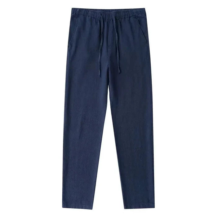 Men's cotton linen pants by MANDOTOS, featuring a relaxed fit and neutral color, ideal for casual summer wear.