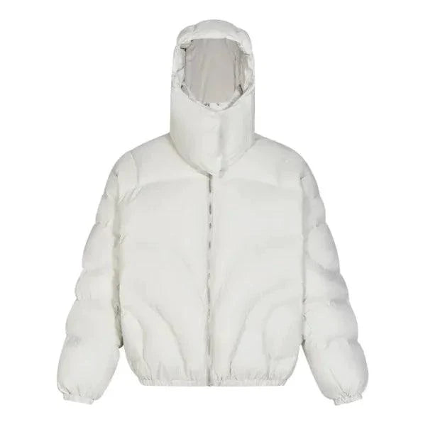 Men's MANDOTOS cotton padded coat with a detachable hood, shown in a front view with a quilted design and zip closure.
