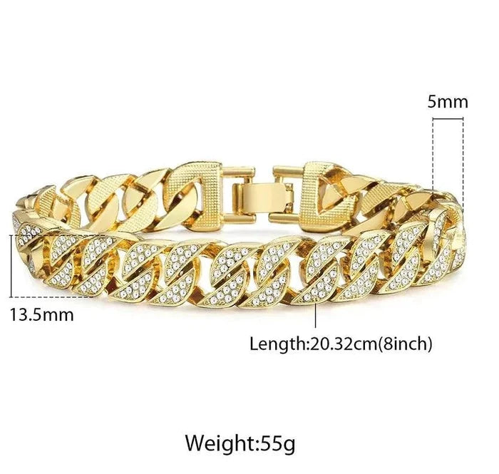 Men's gold chain bracelet by MANDOTOS, showcasing a stylish and luxurious design with polished gold links.