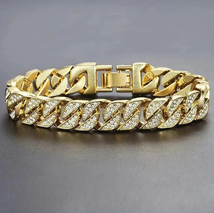 Men's gold chain bracelet by MANDOTOS featuring a sleek, luxe design with polished links for a stylish accessory.