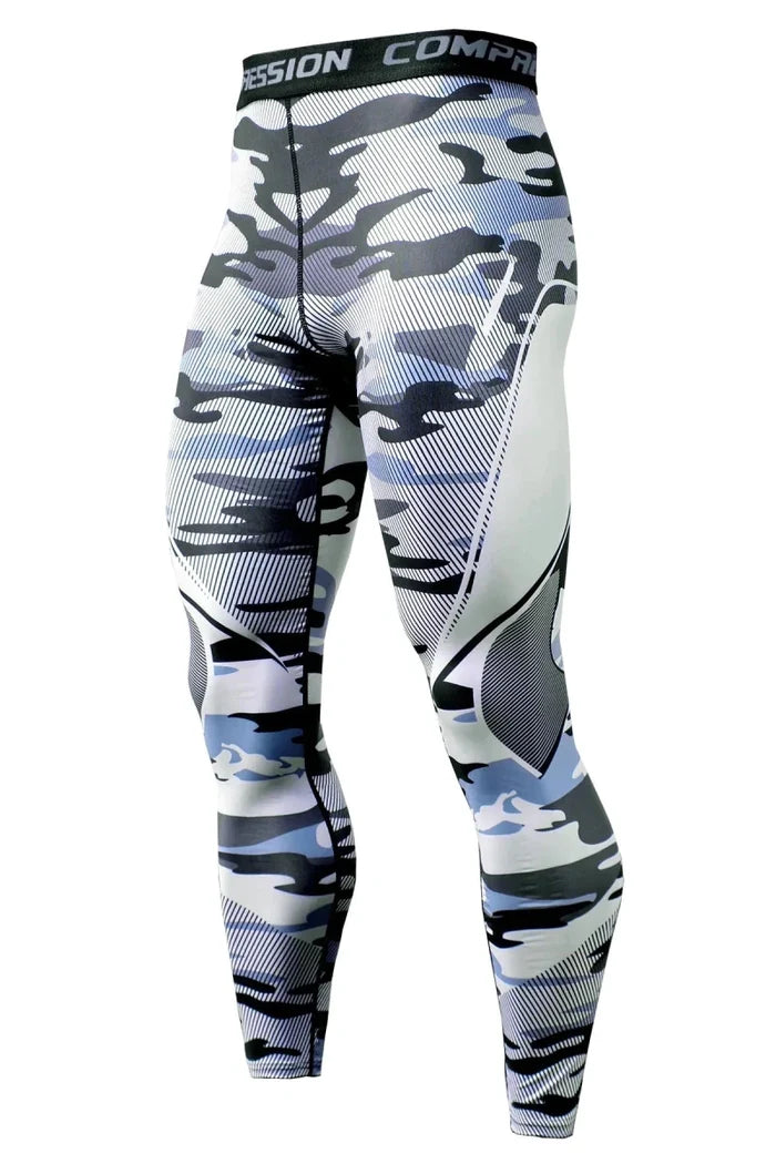 Men's slim-fit quick-dry workout trousers by Mandotos International, shown in dark color with elastic waistband and tapered legs.