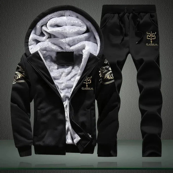 Men's winter sports set by MANDOTOS, stylish and warm 2-piece outdoor ensemble with insulated jacket and pants for winter adventures.