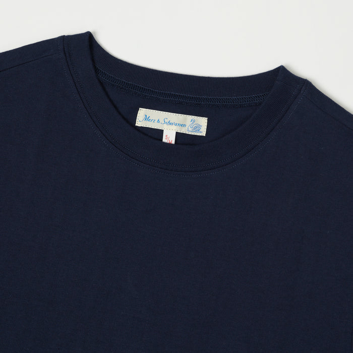 Merz b. Schwanen 1940s Relaxed Lightweight T-Shirt - Ink Blue