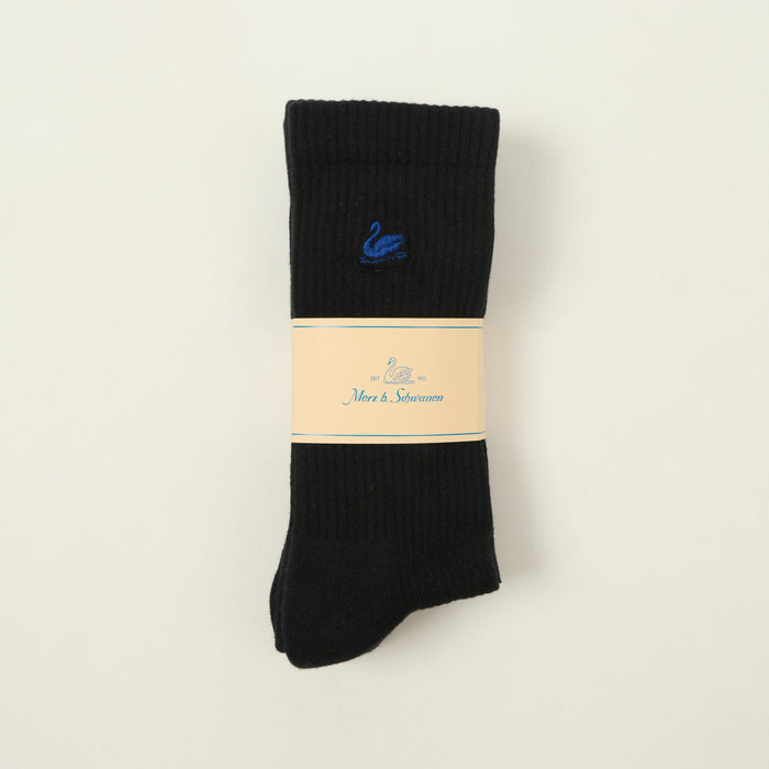 Merz b. Schwanen 2-Pack Classic Tennis Socks - Deep Black