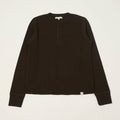 Merz b. Schwanen Classic Fit Long Sleeve Thermal Henley - Espresso