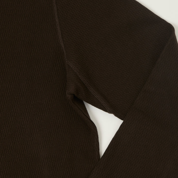 Merz b. Schwanen Classic Fit Long Sleeve Thermal Henley - Espresso