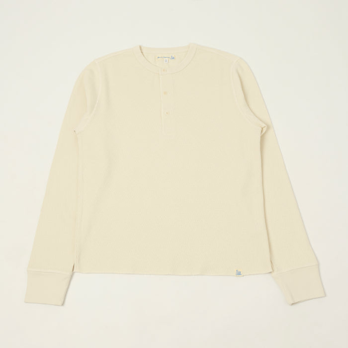 Merz b. Schwanen Classic Fit Long Sleeve Thermal Henley - Nature