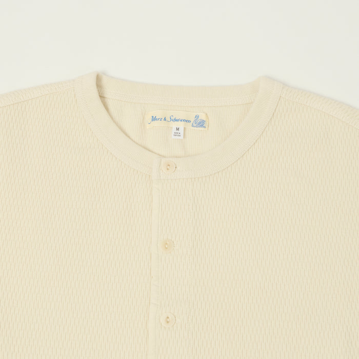 Merz b. Schwanen Classic Fit Long Sleeve Thermal Henley - Nature