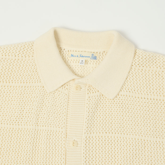 Merz b. Schwanen Crochet Polo Shirt - Nature