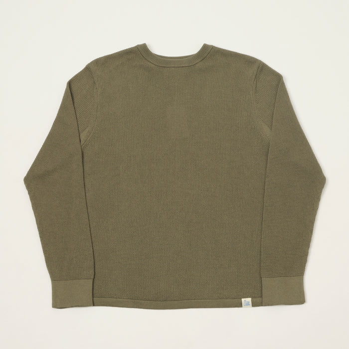 Merz b. Schwanen Lightweight Waffle Knit Sweater - Army