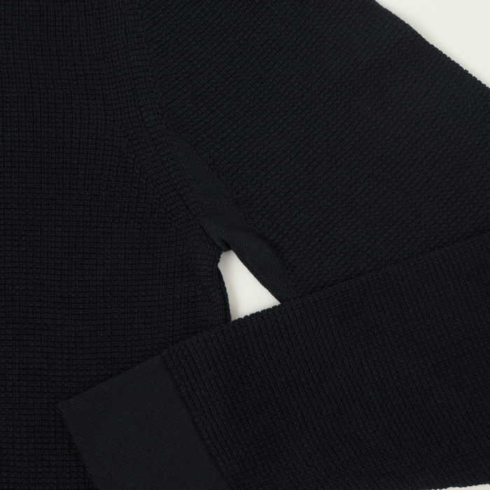 Merz b. Schwanen Lightweight Waffle Knit Sweater - Dark Navy