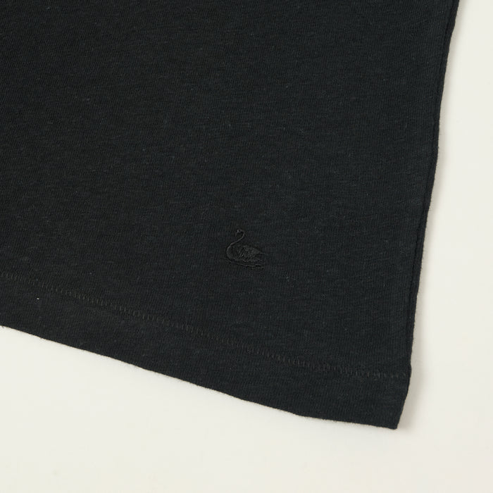 Merz b. Schwanen Linen-Cotton Relaxed Fit T-Shirt - Deep Black