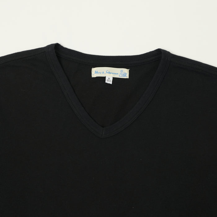 Merz b. Schwanen Pima Cotton V-Neck T-Shirt - Deep Black