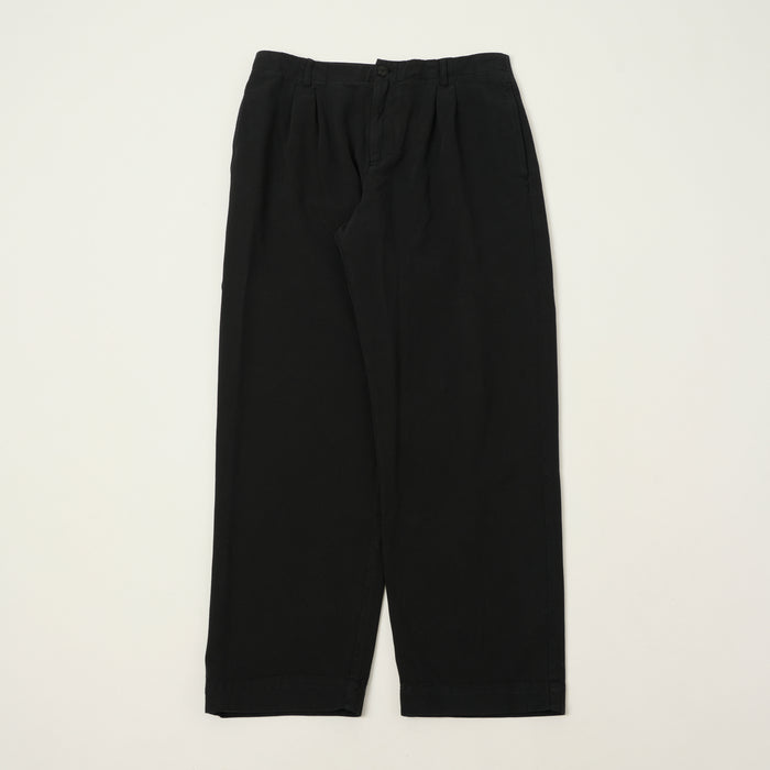 Merz b. Schwanen Pleated Twill Pants - Deep Black