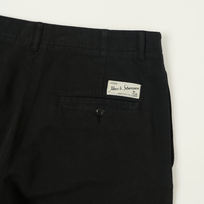 Merz b. Schwanen Pleated Twill Pants - Deep Black