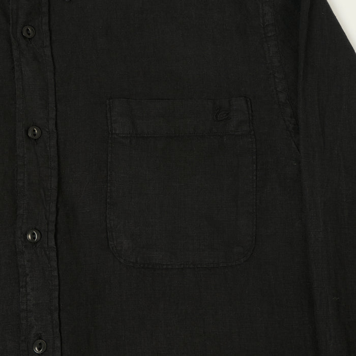 Merz b. Schwanen Relaxed Fit Linen Shirt - Deep Black