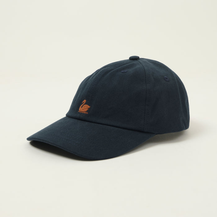Merz b. Schwanen Swan Logo Cotton Twill Cap - Night Blue/Nut