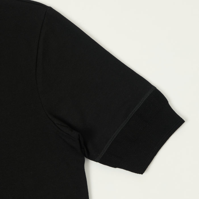 Merz b. Schwanen 'The Originals' 2M07 Short Sleeve Henley - Deep Black
