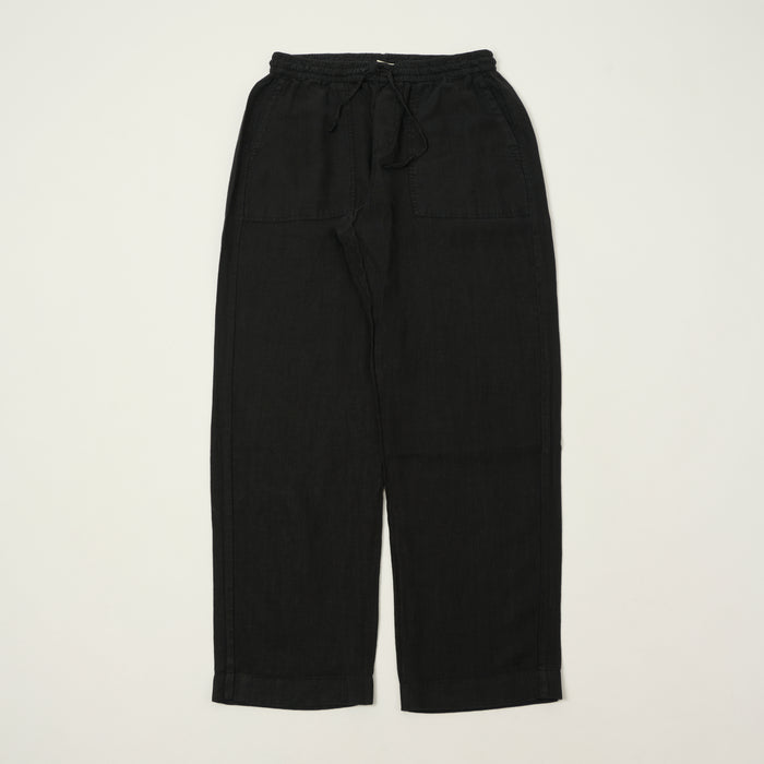 Merz b. Schwanen Workers Linen Drawstring Trousers - Deep Black