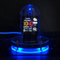 Mandotos MeteorGlow RGB desk clock with modern design, featuring colorful LED lighting and sleek workspace decor.