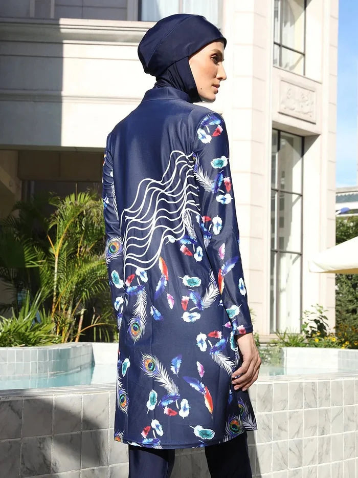 Mandotos International modest Muslim burkini with full coverage, stylish design, and functional swimwear for middle-aged women.