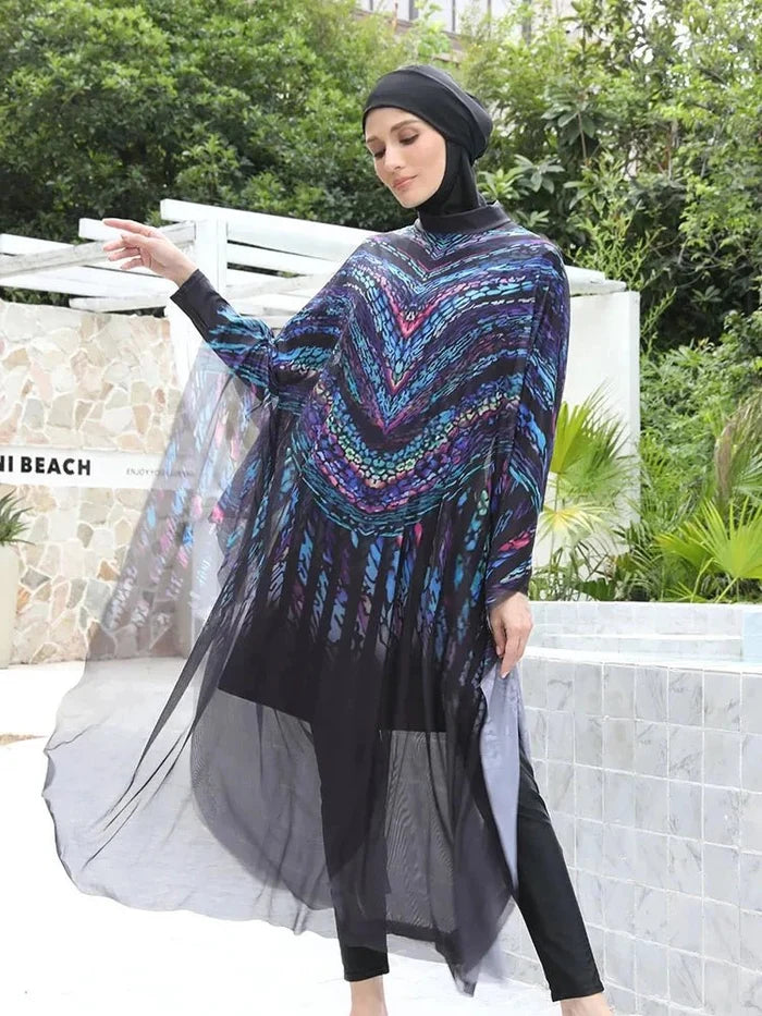 Mandotos International Motive Force middle age beach style swimsuit, summer 2026 release, featuring a vibrant design for beachwear.