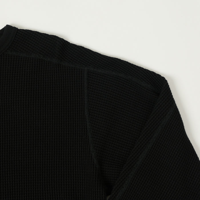 Nanamica Waffle Knit Long Sleeve Thermal - Black