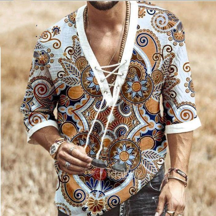 Loose fit men's T-shirt by Ancient Energy in large size, casual hot style, with short sleeves and relaxed fit.