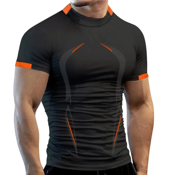 Mandotos men's summer gym breathable T-shirt, quick-drying jogging and training T-shirt for running and fitness workouts.