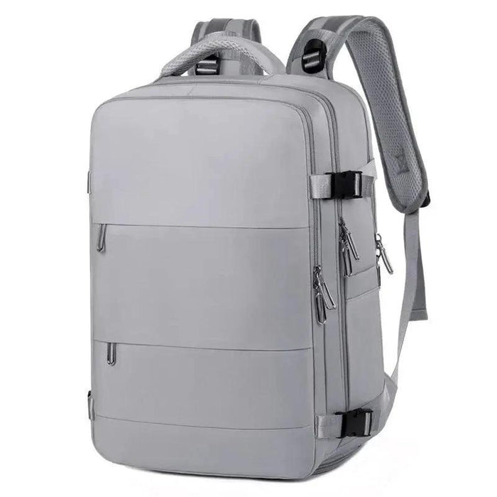 Mandotos large-capacity female travel backpack with dry and wet compartments, ideal for luggage, college, and computer storage.