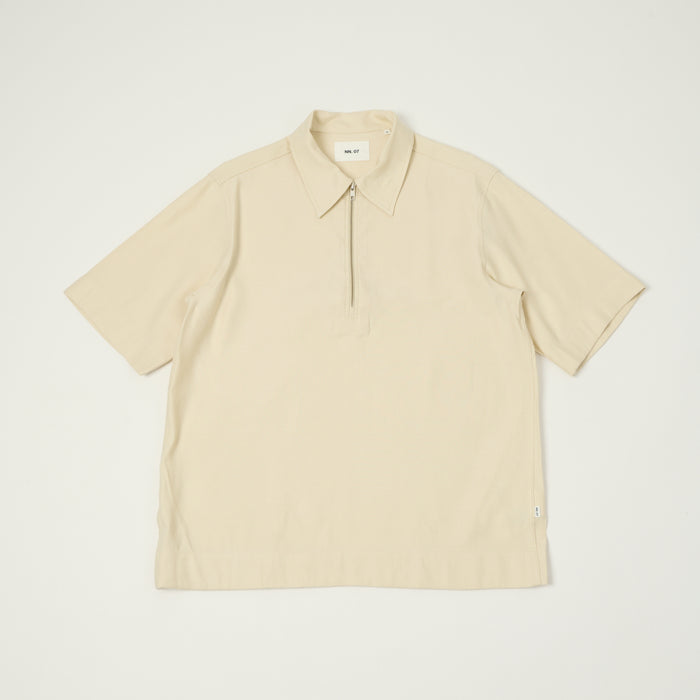 NN07 'Bruno' Half Zip Polo Shirt - Ivory