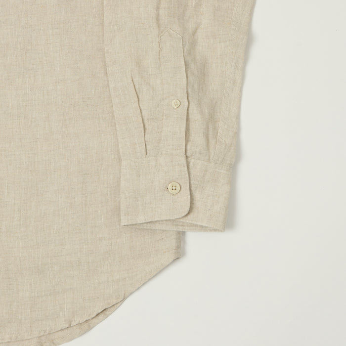 NN07 'Miles' Grandad Collar Linen Shirt - Oat