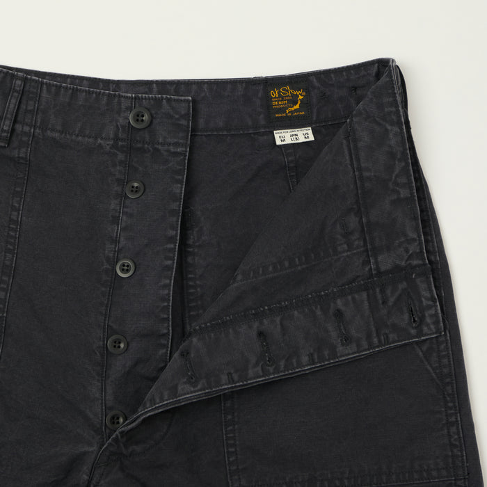 orSlow Lightweight Canvas Summer Fatigue Shorts - Black