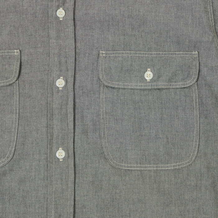 orSlow Short Sleeve Chambray Work Shirt - Grey