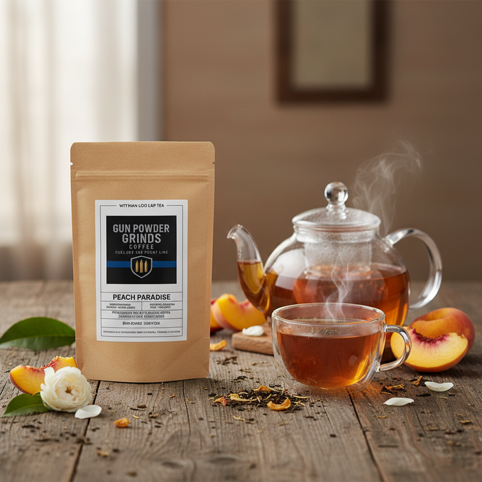Gun Powder Grinds Peach Paradise with brewing setup