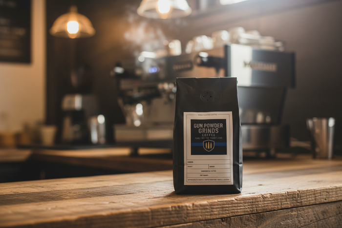 Gun Powder Grinds Peru in coffee shop