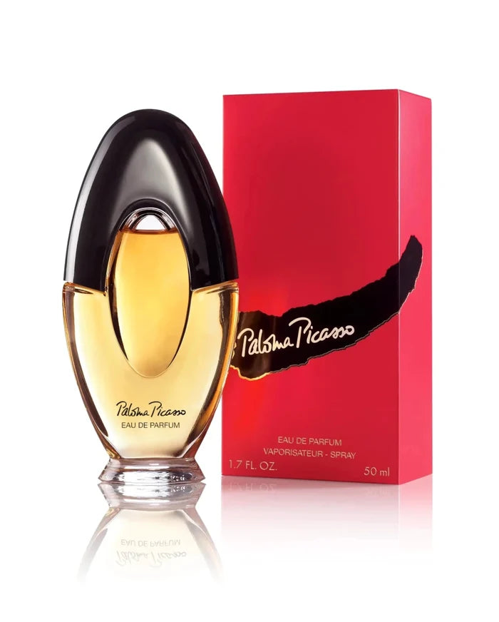 Mandotos International Picasso Femme Eau de Parfum 1.7 oz bottle with bergamot and amber scent, elegant glass design.