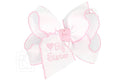 Pink Embr Big Sister Crochet Edge Bow