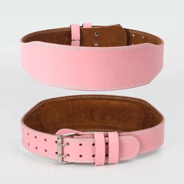 Pink Power Women's weightlifting belt by MANDOTOS, designed for strength support and safety during weightlifting exercises.