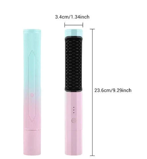 Mandotos portable 2-in-1 hair styler with ceramic plates and adjustable temperature for versatile hair styling.