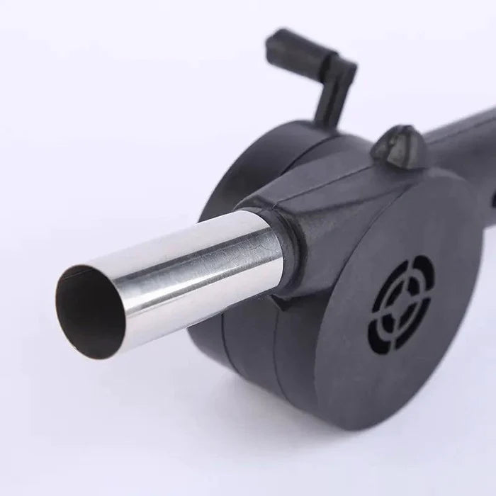 MANDOTOS portable BBQ blower for easy ignition, compact design with a handle, ideal for outdoor grilling and barbecues.