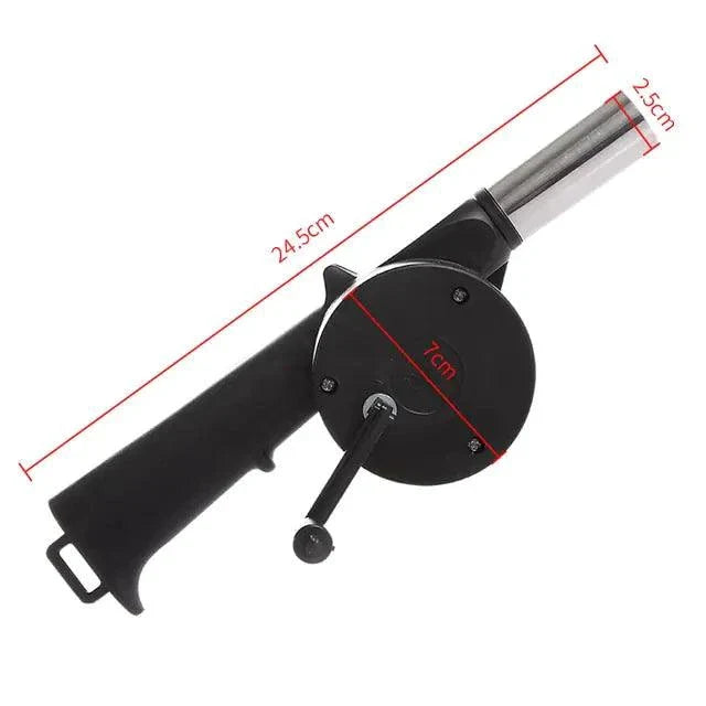 Mandotos portable BBQ blower with ergonomic handle and adjustable airflow for easy outdoor grilling.