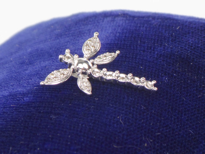 Pre-Owned 10k White Gold Diamond Dragonfly Pendant, Good Luck Pendant